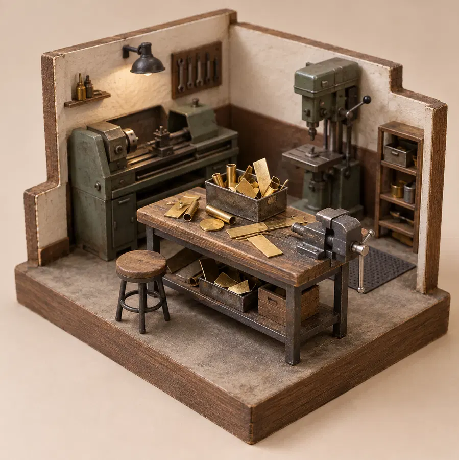 Illustration of fabrication businesses equipment and workspace